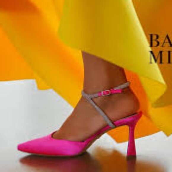 Badgley Mischka Shoes - Badgley Mischka Pink Satin Pointed-Toe Heels